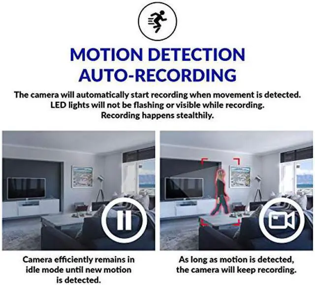 Alt view image 3 of 5 - Small Hidden Mini Spy Camera - Secret Tiny Spy Cam for Home or Car with Motion Detection, Night Vision, Video Recording, Micro Security Nanny Cameras and Cop Cams, Camaras Espias, Indoor Hidden Camera