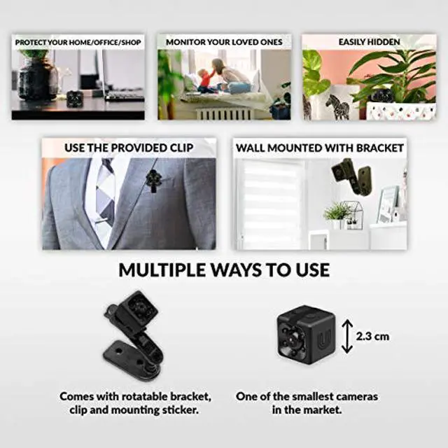 Alt view image 5 of 5 - Small Hidden Mini Spy Camera - Secret Tiny Spy Cam for Home or Car with Motion Detection, Night Vision, Video Recording, Micro Security Nanny Cameras and Cop Cams, Camaras Espias, Indoor Hidden Camera