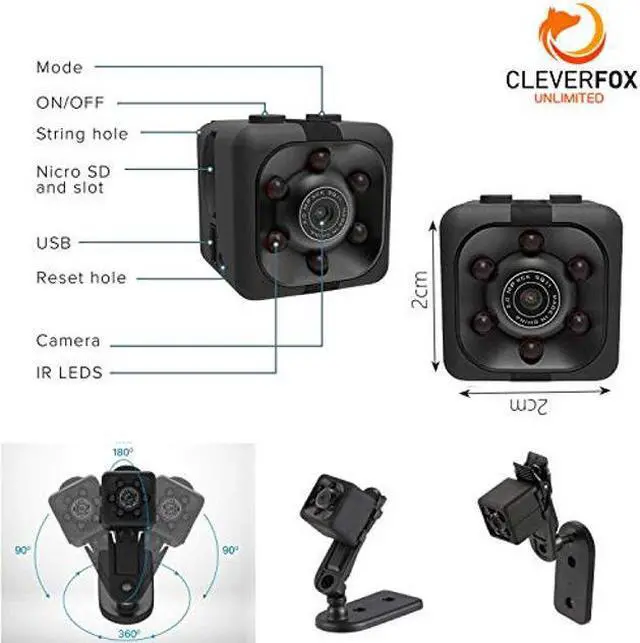 Alt view image 5 of 5 - Mini Spy Camera with Audio and Video - 1080P Hidden Camera - Portable Small HD Nanny Cam - Mini Spy Cams with Night Vision and Motion Detection Indoor Outdoor Tiny Security Cameras for Home Office