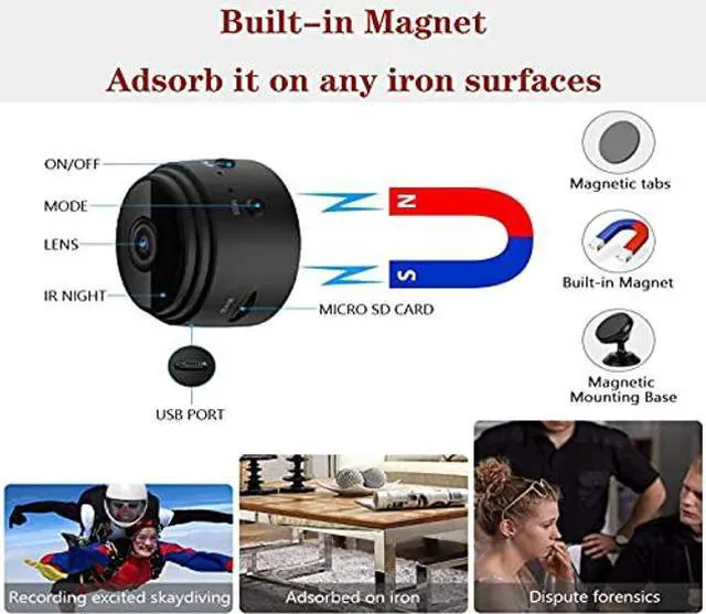 Alt view image 2 of 5 - SimpTronic Tech Hidden Camera, 1080P HD Video and Audio Spy Camera, Nanny Camera, Support SD Card, Mini Camera, Surveillance Camera Full HD, Small Camera