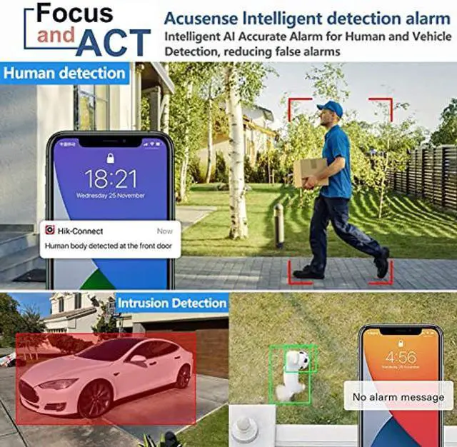 Alt view image 5 of 5 - 4MP Acusense ColorVu POE Turret IP Camera - OEM DS-2CD2347G2-LU,Outdoor Full Color Night Vision Camera with AI Human and Vehicle Detection,2.8mm Lens,Mic/Audio,MicroSD Slot,WDR,IP67 Waterproof