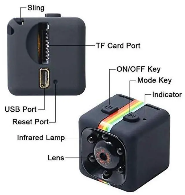 Alt view image 2 of 5 - QEBIDUM Small Hidden Camera, Mini Cop Cam, SQ11 Mini DV, Portable Full HD 1080p Sports Action Video Recorder Covert Body Concealed Little Spy Nanny Camera for Home Car Indoor Outdoor Security