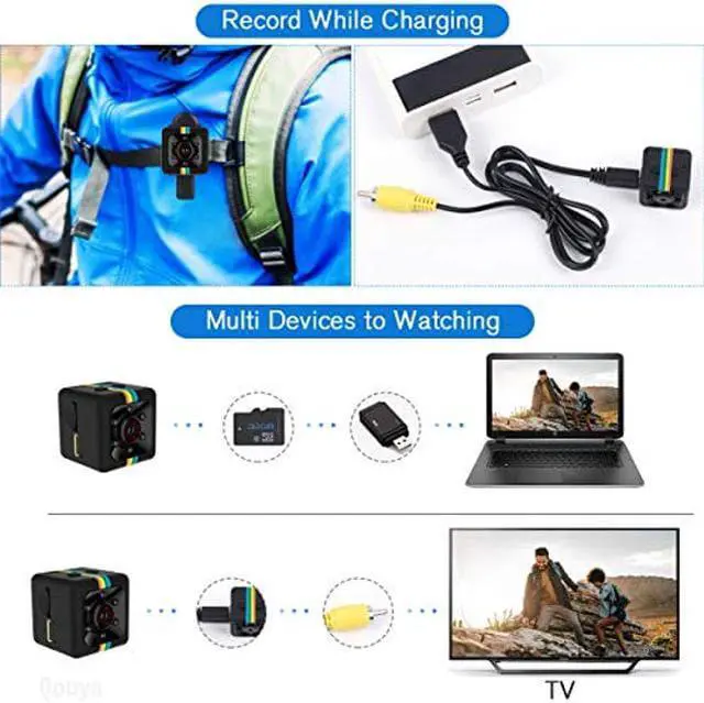 Alt view image 5 of 5 - Mini Spy Camera with Night Vision - Hidden Camera HD 1080P Cop Cam 120deg Small Camera Nanny Cam, 360deg Adjustable Bracket Car Camera for Motion Detection