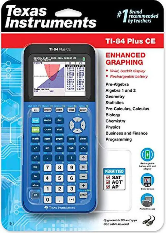 Alt view image 2 of 2 - Texas Instruments TI-84 Plus CE Color Graphing Calculator, Bionic Blue