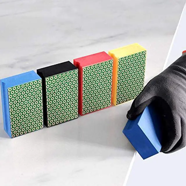 Alt view image 3 of 5 - Diamond Hand Polishing Pads for Sanding Concrete Glass Stone Granite Marble 60#,100#,200#,400# (4Pcs/Set)...