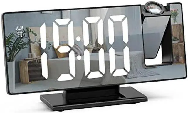 Main image of JXTZ Digital Alarm Clock, Digital Clock for Bedroom with Large LED Screen, 180deg Projection Alarm Clock for Heavy Sleepers, USB Charging Port, Snooze, Memory Function, Brightness-Adjustable