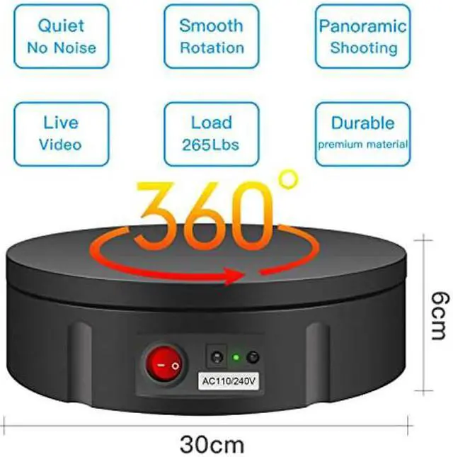 Alt view image 4 of 5 - JAYEGT Motorized Rotating Display Stand, 360 Degree Electric Rotating Turntable for Photography Products Display,Live Video Show,Remote Control Angle, Speed (Black, 11.8inch / 265Lbs Load,Wired)