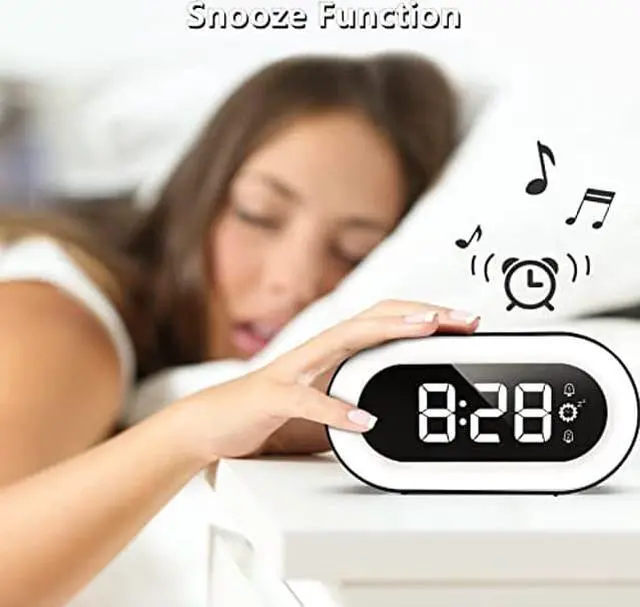 Alt view image 5 of 5 - Digital Alarm Clock for Bedrooms - LED Night Light Alarm Clock with 5 Modes, USB Rechargeable Digital Clock, Snooze Function Smart Alarm Clocks for Heavy Sleepers Adults, Kids, Teens (Black)