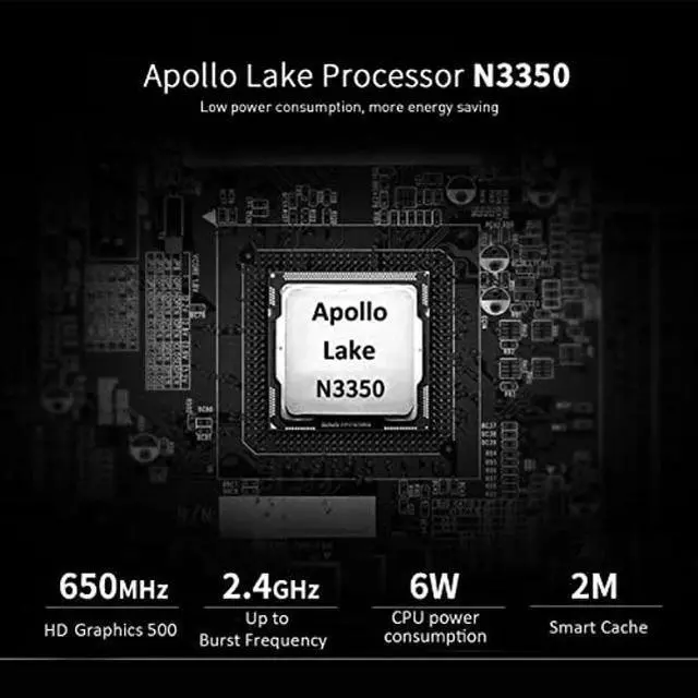 Alt view image 3 of 5 - Beelink T4 PRO Mini PC, Mini Desktop Computer with Apollo Lake N3350, 4GB LPDDR3 + 64GB EMMC, 2.4G / 5.8G WiFi, BT 4.0, 1000 Mbps LAN, Dual HDMI, Windows 10, WOL, Auto Power On