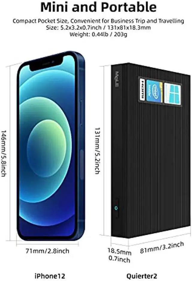 Alt view image 3 of 5 - MeLE Quieter2D Fanless Mini PC Windows 11 Pro 4GB 128GB Celeron N4020 HDMI Dual 4K Display Portable Desktop Computer Small PC 2.4G/5.0G Dual-Band WiFi BT4.2 USB3.0 Expendable Storage 4TB