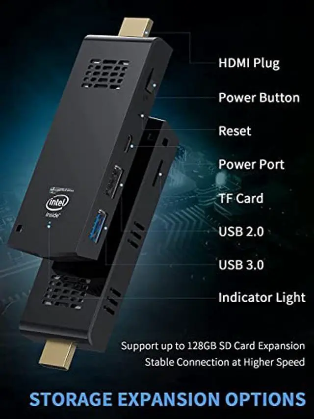 Alt view image 2 of 5 - Mini PC, Mini PC Stick 8GB RAM 128G ROM Intel Atom X5-Z8350 Mini Computer Stick Windows 10 Pro PC Stick 4K HDMI 2.4G / 5G WiFi Bluetooth 4.2 Auto Power On Business Office Home Theater