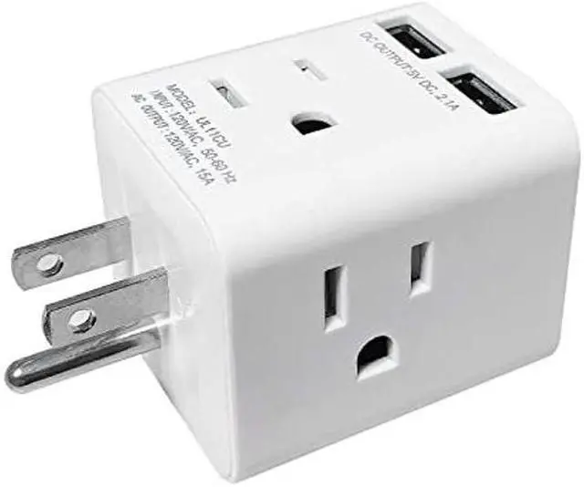 Main image of Multi Plug Outlet Extender , Plug Adapter with 4 AC Sockets and 2 USB Ports 2.1A, Vsanstar Plug Extender, Wall Outlet Expander with 3 Prong, Power Charging Cube Expander for Home, Office, Hotel, Dorm