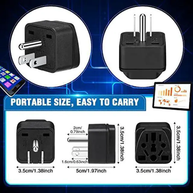 Alt view image 2 of 5 - American Plug Adapter Travel USA Adapter Grounded 3 Prong Wall Plug Outlet Converter US to Chinese Power Adapter EU to US Round Adaptor Plugs Wall Power Charger Converter for Travel (Black,4 Pieces)