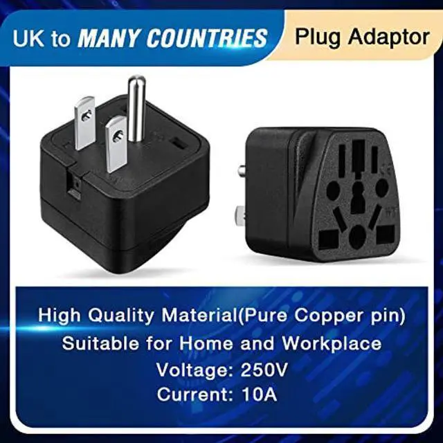 Alt view image 4 of 5 - American Plug Adapter Travel USA Adapter Grounded 3 Prong Wall Plug Outlet Converter US to Chinese Power Adapter EU to US Round Adaptor Plugs Wall Power Charger Converter for Travel (Black,4 Pieces)