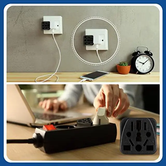 Alt view image 5 of 5 - American Plug Adapter Travel USA Adapter Grounded 3 Prong Wall Plug Outlet Converter US to Chinese Power Adapter EU to US Round Adaptor Plugs Wall Power Charger Converter for Travel (Black,4 Pieces)