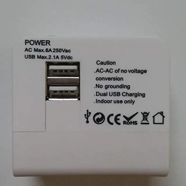 Alt view image 2 of 5 - International Travel Power Adapter Worldwide with 2 x 2A USB Quick Charger. Universal Travel Adapter All in One AC Multi-Outlet Power Plug Wall Socket for USA Europe UK Japan China Australia