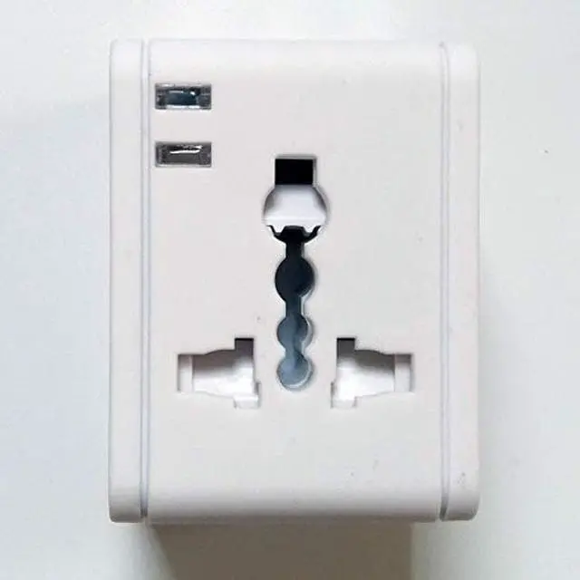 Alt view image 5 of 5 - International Travel Power Adapter Worldwide with 2 x 2A USB Quick Charger. Universal Travel Adapter All in One AC Multi-Outlet Power Plug Wall Socket for USA Europe UK Japan China Australia