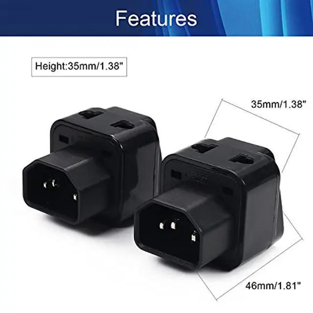 Alt view image 2 of 4 - Jutagoss WDI-320 C14 Male to Universal Female Power Socket Adapter Right Angle AC110-250V 10-16A C14 to Universal AC Socket Power Adapter Converter 2Pcs