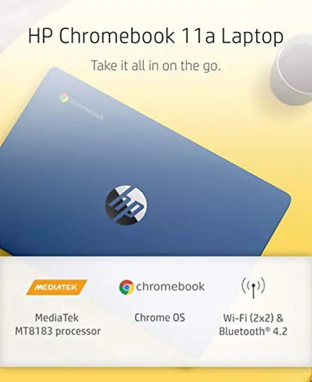 Alt view image 2 of 5 - HP Chromebook 11-inch Laptop - MediaTek - MT8183 - 4 GB RAM - 32 GB eMMC Storage - 11.6-inch HD Display - with Chrome OS(tm) - (11a-na0030nr, 2020 model, Indigo Blue)