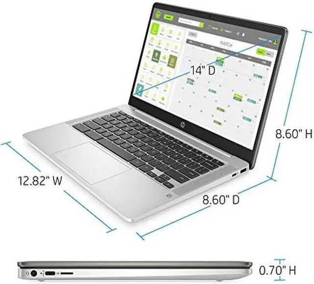 Alt view image 4 of 5 - HP Chromebook 14-inch FHD Laptop, Intel Celeron N4000, 4 GB RAM, 32 GB eMMC, Chrome (14a-na0050nr, Mineral Silver)