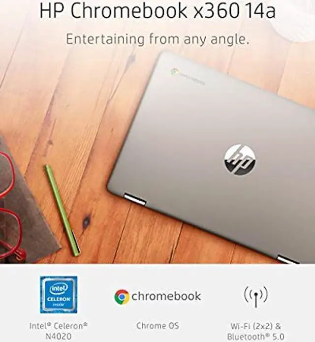 Alt view image 2 of 5 - HP Chromebook x360 14 Laptop, Intel Celeron Processor, 4 GB RAM, 32 GB eMMC, 14" HD (1366 x 768), Chrome OS, Webcam & Dual Mics, Work, Entertainment, School, Long Battery Life (14a-ca0040nr, 2021)
