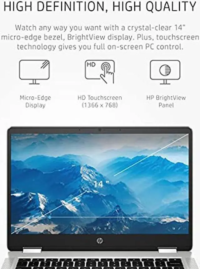 Alt view image 4 of 5 - HP Chromebook x360 14 Laptop, Intel Celeron Processor, 4 GB RAM, 32 GB eMMC, 14" HD (1366 x 768), Chrome OS, Webcam & Dual Mics, Work, Entertainment, School, Long Battery Life (14a-ca0040nr, 2021)