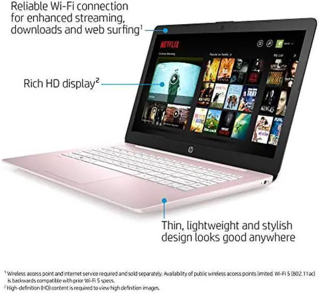 Alt view image 2 of 5 - HP Stream 14-Inch Laptop, Intel Celeron N4000, 4 GB RAM, 64 GB eMMC, Windows 10 Home in S Mode With Office 365 Personal For 1 Year (14-cb188nr, Rose Pink)