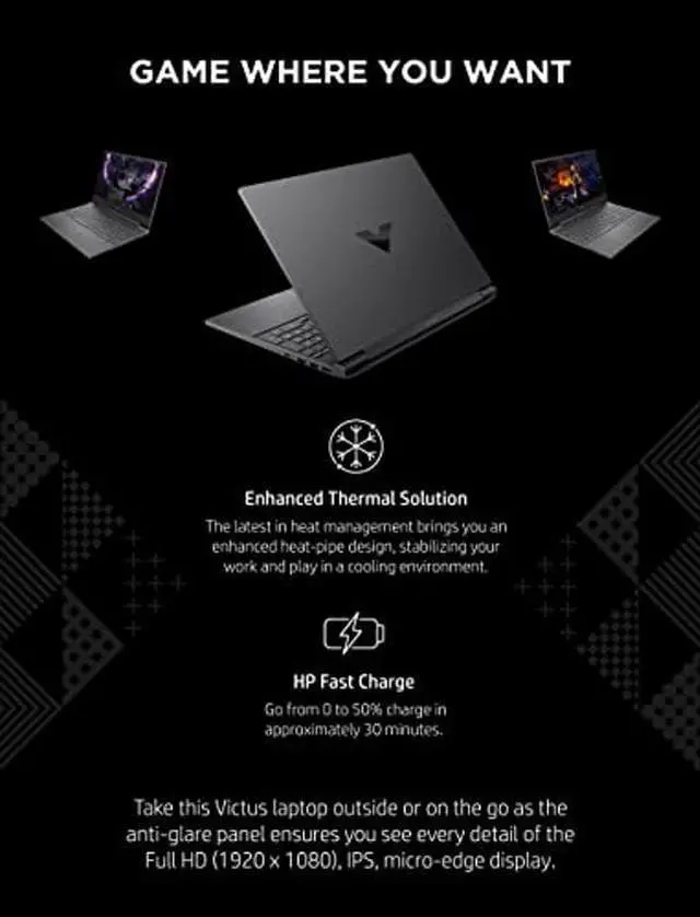 Alt view image 5 of 5 - HP Victus 15 Gaming Laptop, NVIDIA GeForce RTX 3050, 12th Gen Intel Core i5-12500H, 8 GB RAM, 512 GB SSD, Full HD Display, Windows 11 Home, Backlit Keyboard, Enhanced Thermals (15-fa0025nr, 2022)