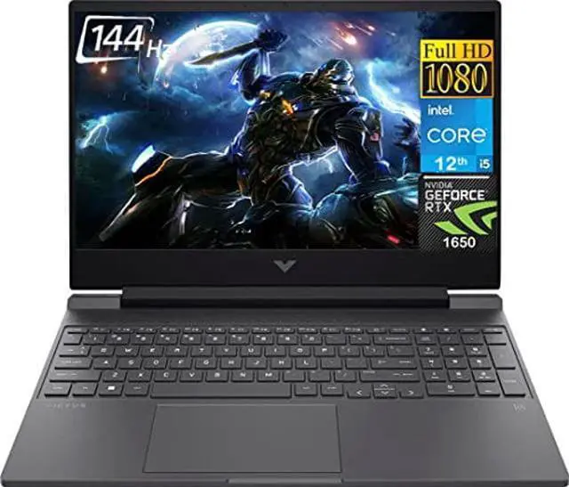 Main image of HP Victus Gaming Laptop, 15.6 Inch FHD 144 Hz Display, Intel Core i5-12450H, 16GB RAM, 1TB SSD, NVIDIA GeForce GTX 1650, Wi-Fi 6, Windows 11 Home, Bundle with JAWFOAL