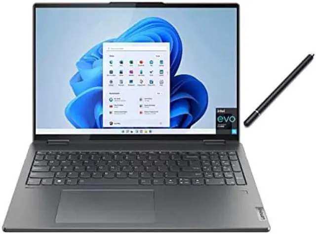 Alt view image 2 of 5 - 2022 Newest Lenovo Yoga 7i 2-in-1 16" 2.5K Touch Premium Laptop | Intel Core i5-1240P | Backlit Keyboard | Fingerprint | Windows 11 | with Stylus Pen Bundle (Gray, 8GB RAM | 256GB SSD)