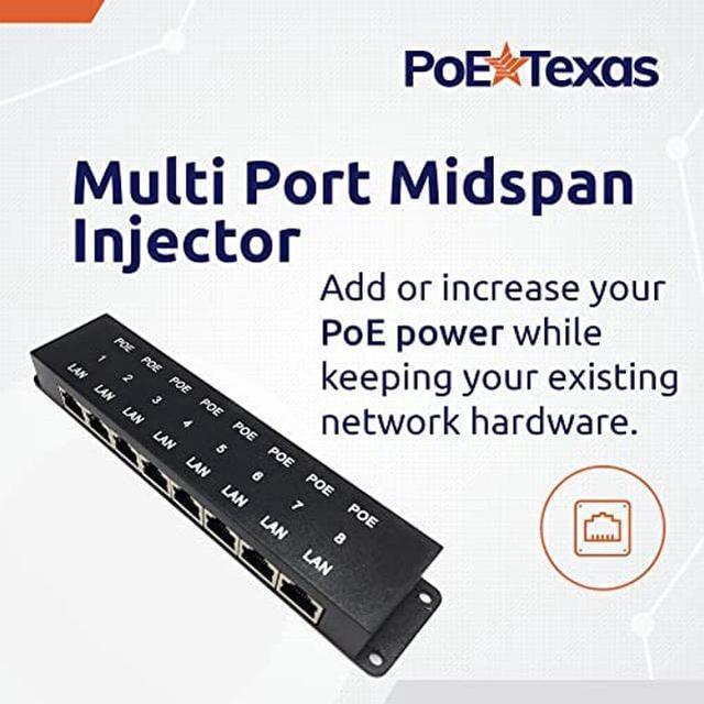 PoE Texas 8 Port PoE Injector - 10/100 Passive Power Over Ethernet