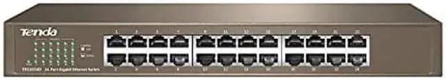 Main image of Tenda 24 Port 10/100/1000Mbps Gigabit Unmanaged Ethernet Switch (TEG1024D) | Desktop Network Splitter | Sturdy Metal | Fanless | Plug & Play | Traffic Optimization | Limited Lifetime Protection