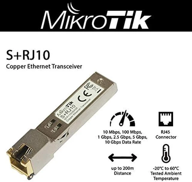 Alt view image 2 of 2 - Mikrotik S+RJ10 6-Speed RJ-45 Module for up to 10 Gbps Copper Module