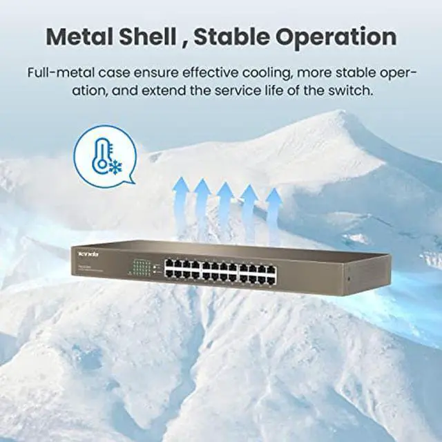 Alt view image 4 of 5 - Tenda 24-Port Unmanaged Gigabit Ethernet Switch, Ethernet Splitter(TEG1024G)|Plug & Play|Shielded Ports|Sturdy Metal|Desktop/Wall-Mount|Fanless|Limited Lifetime Protection