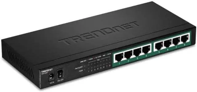 Main image of TRENDnet 8-Port Gigabit PoE+ Switch, 65W PoE Power Budget, 16Gbps Switching Capacity, IEEE 802.1p QoS, DSCP Pass-Through Support, Fanless, Wall Mountable, Lifetime Protection, Black, TPE-TG83