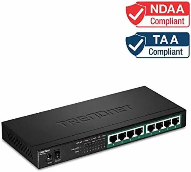 Alt view image 3 of 5 - TRENDnet 8-Port Gigabit PoE+ Switch, 65W PoE Power Budget, 16Gbps Switching Capacity, IEEE 802.1p QoS, DSCP Pass-Through Support, Fanless, Wall Mountable, Lifetime Protection, Black, TPE-TG83