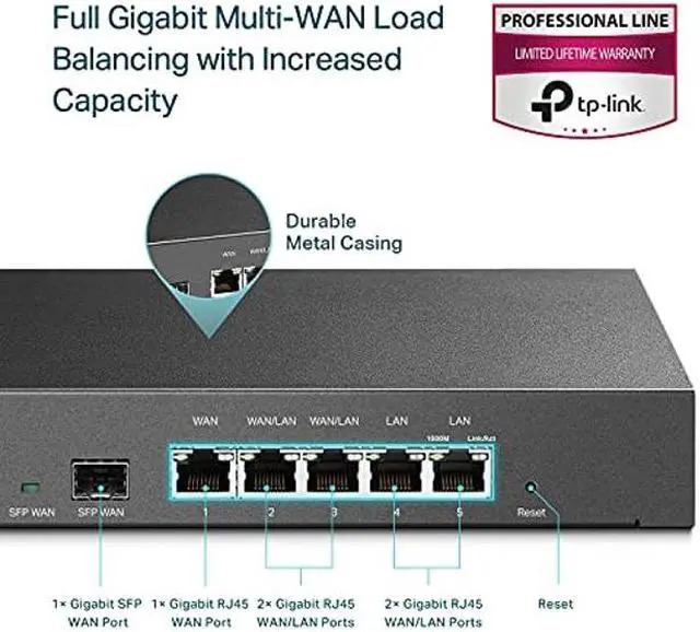 Alt view image 2 of 5 - TP-Link ER7206 | Multi-WAN Professional Wired Gigabit VPN Router | Increased Network Capacity| SPI Firewall | Omada SDN Integrated | Load Balance | Lightning Protection | Limited Lifetime Protection