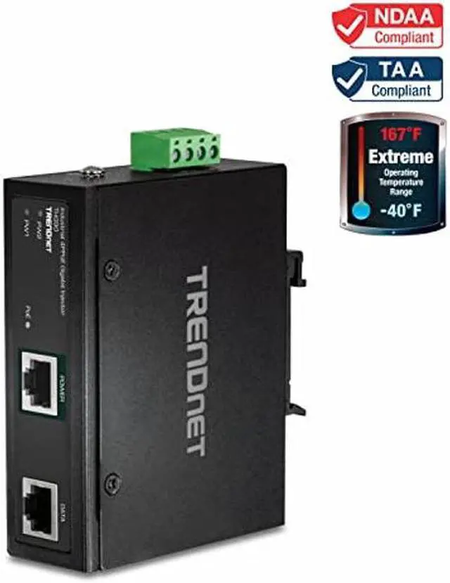 Alt view image 2 of 5 - TRENDnet Hardened Industrial 90W Gigabit 4Ppoe Injector,4-Pair Power Over Ethernet, Poe(15.4W), Poe+(30W), 4Ppoe(90W)Power, IP30, DIN-Rail/Wall Mount Included, 4-Pair Poe Up to 100M (328 ft.),TI-IG90