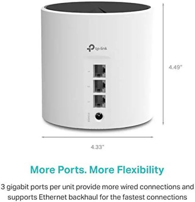 Alt view image 4 of 5 - TP-Link Deco AX3000 WiFi 6 Mesh System - Covers up to 4500 Sq.Ft, Replaces Wireless Router and Extender, 3 Gigabit Ports per Unit, Supports Ethernet Backhaul (Deco X55, 2-Pack)