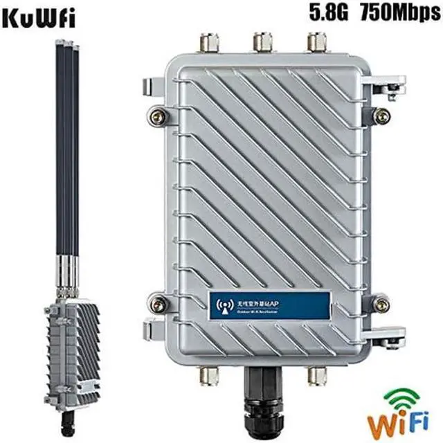Alt view image 5 of 5 - KuWFi Outdoor Wireless WiFi Access Point 11AC 750Mbps Dual-Band 2.4G/5.8G Antennas Waterproof Base Station AP Support Gateway/AP/WiFi Repeater/WISP