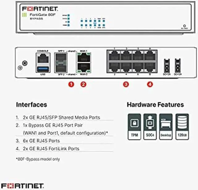 Alt view image 3 of 5 - Fortinet FortiGate 80F | 10 Gbps Firewall Throughput | 900 Mbps Threat Protection