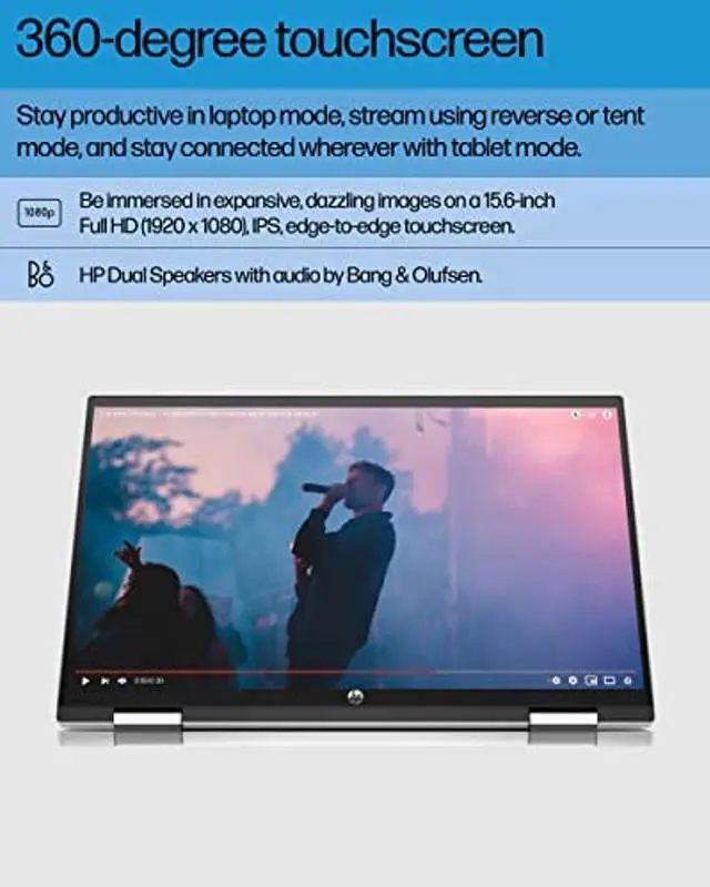 Alt view image 3 of 5 - HP Pavilion x360 Convertible Laptop, 12th Gen Intel Core i5-1235U, 12 GB RAM, 256 GB SSD, 15.6" Full HD Touchscreen, Windows 11 Home, Long Battery Life, Backlit Keyboard, HD Webcam (15-er1010nr, 2022)