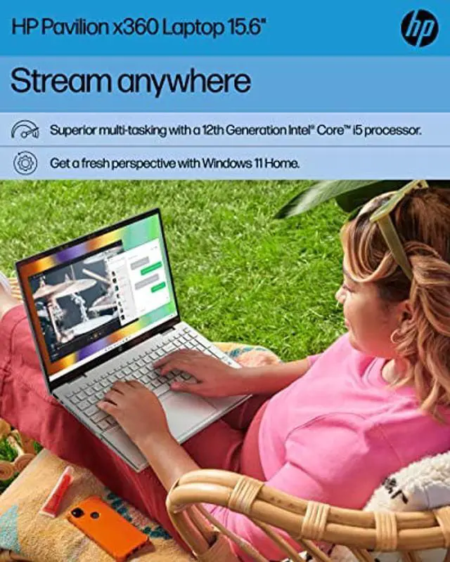 Alt view image 2 of 5 - HP Pavilion x360 Convertible Laptop, 12th Gen Intel Core i5-1235U, 12 GB RAM, 256 GB SSD, 15.6" Full HD Touchscreen, Windows 11 Home, Long Battery Life, Backlit Keyboard, HD Webcam (15-er1010nr, 2022)