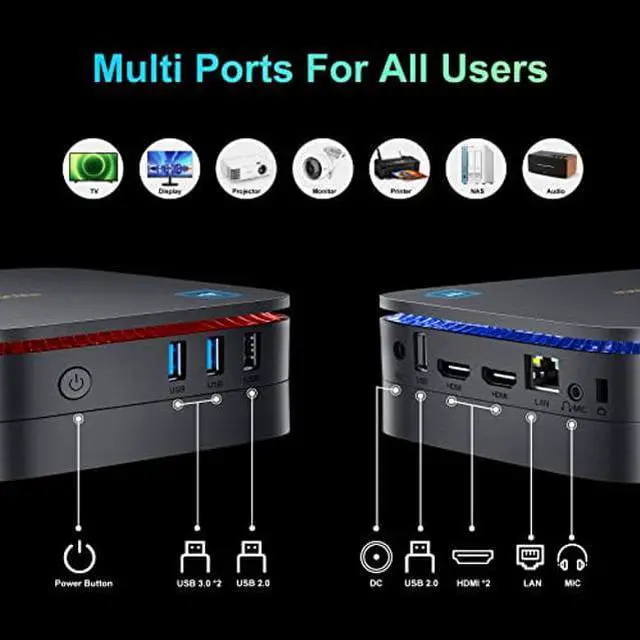 Alt view image 4 of 5 - Blackview MP60 Mini PC Windows 11 Pro 8GB DDR4 RAM 256GB M.2 SSD, Mini Gaming Computer with Processor Intel N5095, VESA/Home/Business Mini Desktop Computer, 4K HD Dual HDMI Gigabit Ethernet, Black