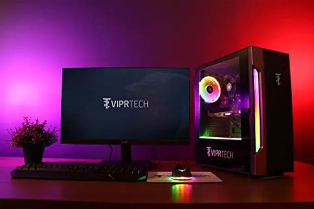 Alt view image 2 of 5 - ViprTech Snowstorm Gaming PC Desktop Computer - AMD Ryzen 3 2200G, AMD Radeon Vega 8 Graphics, 8GB DDR4 RAM, 128GB M.2 SSD, 500GB HDD, WiFi, RGB, Windows 10 Pro, 1 Year Warranty, USA Built