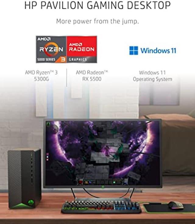 HP Pavilion Gaming Desktop, AMD Radeon RX 5500, AMD Ryzen 3 5300G