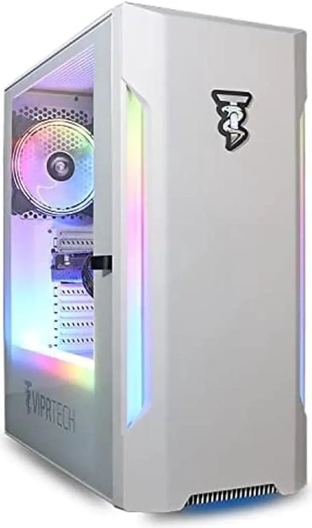 Main image of ViprTech Prime Gaming PC Computer Desktop - Intel Core i5 3rd Gen, GeForce GTX 750 Ti, 16GB RAM, 1TB HDD, WiFi, RGB Lighting, Windows 10 Pro, Streaming, Editing, White