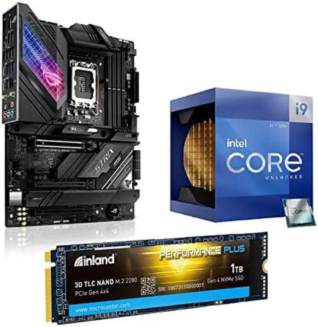 Main image of INLAND 1TB GEN 4 PCIE 4.0 NVMe M.2 2280 SSD + Intel Core i9-12900K Desktop Processor 16 (8P+8E) Cores up to 5.2 GHz Unlocked LGA1700 Desktop Processor with ASUS ROG Strix Z690-E Gaming WiFi Motherboar