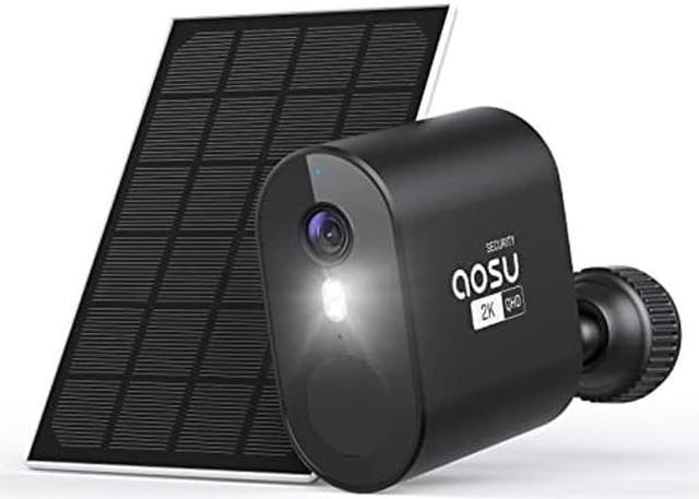 AOSU 2K Security Cameras Wireless Outdoor, Solar Powered Camera, Battery  Camera with Spotlight & Siren, 166deg Ultra Wide Angle, No Monthly Fee, AI  Detection, Work with Alexa & Google Assistant 