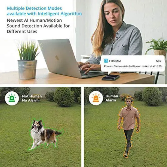 Alt view image 5 of 5 - FOSCAM HT2 1080p Outdoor 2.4g/5gHz WiFi PTZ IP Camera, 4X Optical Zoom Pan Tilt Security Surveillance Speed Dome, 2-Way Audio with Mic & Speaker, 165ft Night Vision, CMOS Image Sensor, IP66